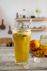 Refreshing lulo juice and Colombian lulada photography session. Vibrant colors, tropical drinks, fresh fruit, and food styling inspiration