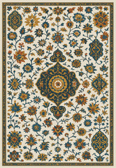Folk art inspired Persian Vector Carpet with modern Pattern in high definition isolated on white canvas with trending colors
