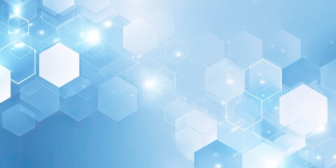 Abstract light blue background with overlapping hexagons