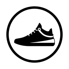 Silhouette of a sneaker tilted isolated on clean white background minimalist shoe vector icon