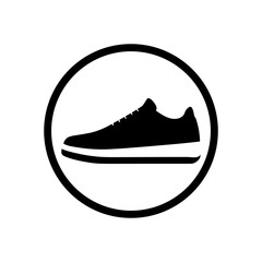 Silhouette of a sneaker tilted isolated on clean white background minimalist casual shoe vector illustration
