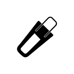 Clean silhouette of paper clip office tool isolated on white background minimal vector stationary icon design