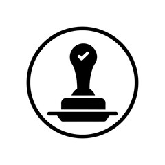 Clean silhouette of stamp approval icon isolated on white background minimalist certification vector illustration