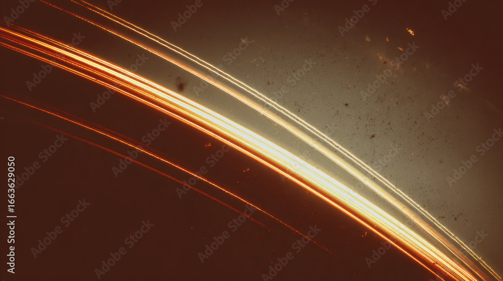 Poster amber light arcs bending diagonally across dark background create dynamic and abstract visual. glowi