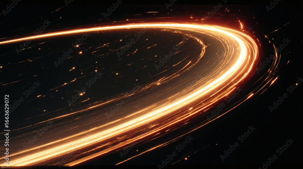 Poster amber light arcs bending diagonally across dark background create dynamic and energetic visual effec