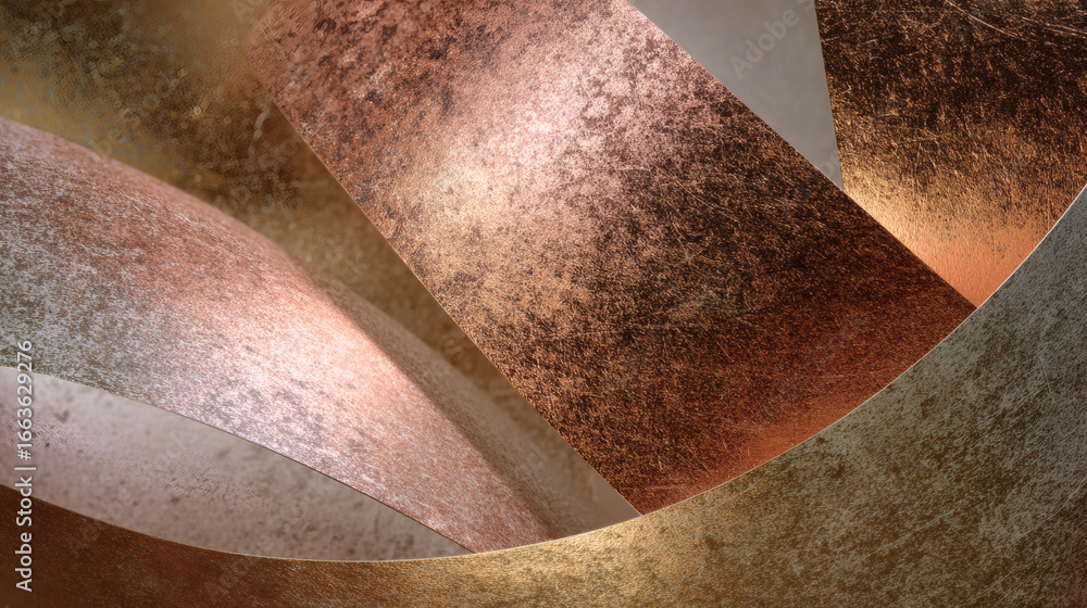 Aufkleber abstract image featuring layered bronze and copper arcs with soft metallic texture, creating warm an