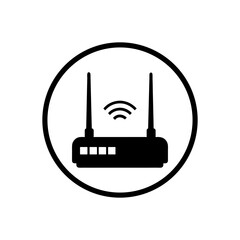 Simple silhouette of wifi router isolated on white background minimalist technology vector illustration simple network icon