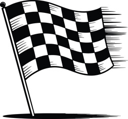 Fototapeta premium Simple Flat Black Flag Icon for Marking Goals and Achievements 
