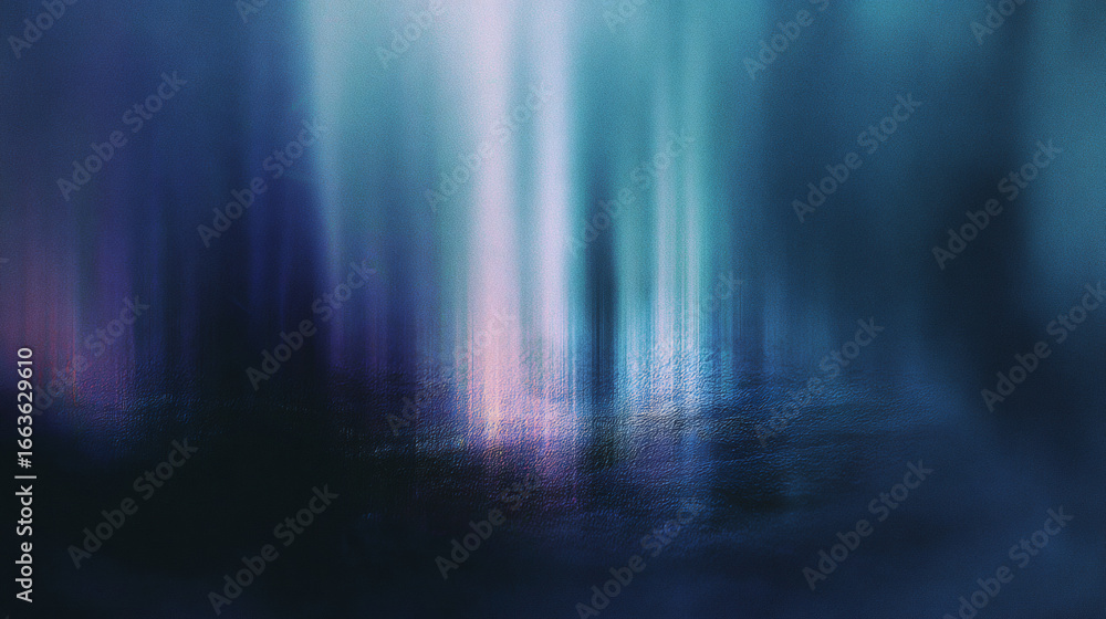 Poster dreamy abstract image with deep indigo and aqua hues, featuring soft vertical lines and gentle upwar