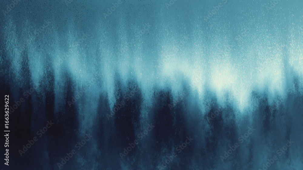Poster mesmerizing abstract image featuring deep indigo hues blending with aqua flares, creating soft, upwa