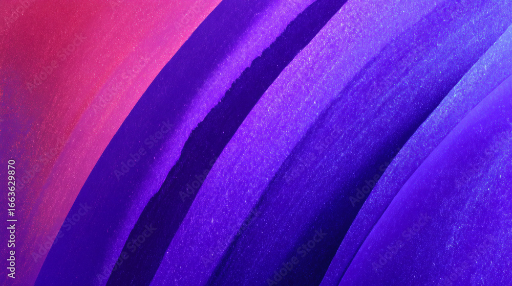 Poster vibrant abstract image features fuchsia arcs diagonally over violet gradient, creating dynamic and c