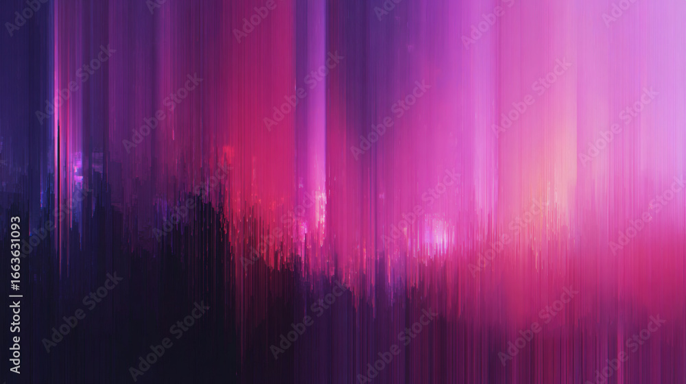 Poster vibrant abstract image features neon magenta and plum hues blending into blurred, streaked pattern, 