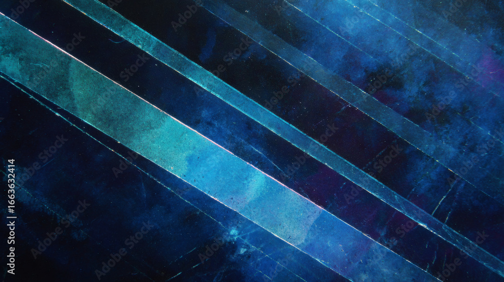Poster teal prism streaks cutting across deep midnight blue create dynamic and abstract visual. interplay o