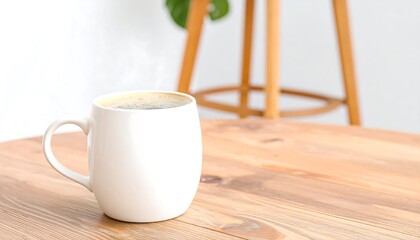 Aromatic Coffee Cup on a Wooden Table in a Minimalist and Relaxing Scene