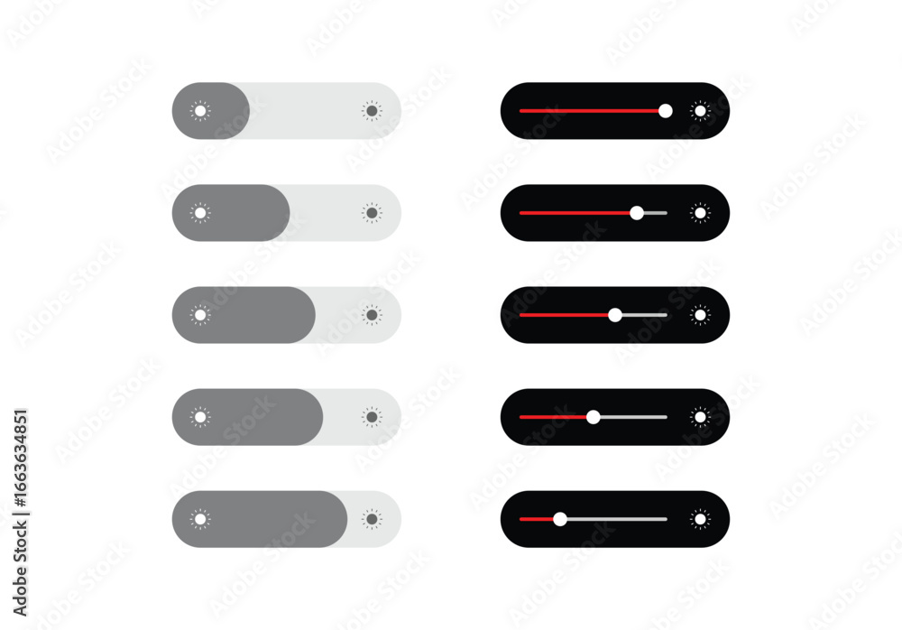 Aufkleber collection of modern toggle switches and sliders for digital interfaces and user experience design