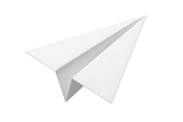 Paper airplane gliding against white space, representing freedom, imagination, communication, lightweight design floating midair