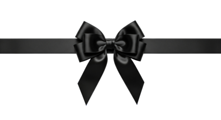 Elegant Black Ribbon Bow on White Background. Ai generation