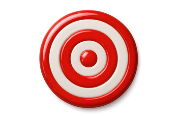 Obraz premium glossy target icon with red bullseye, isolated on transparent background, crisp stock PNG