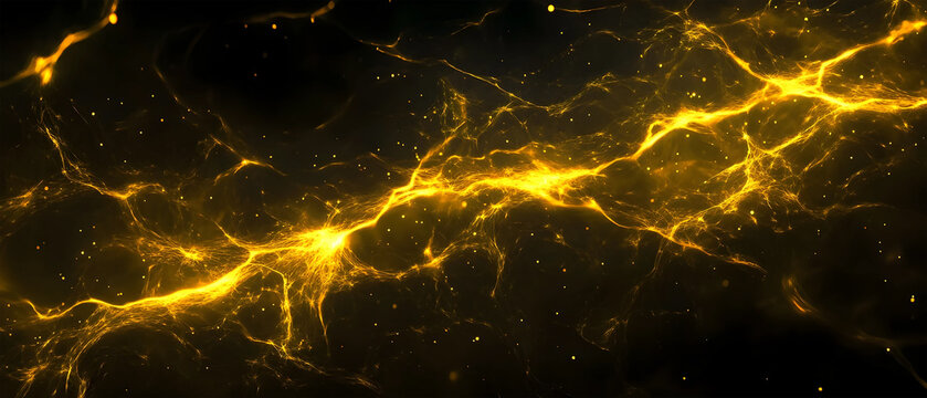 glowing yellow lightning with electric sparks effect anime style backdrop