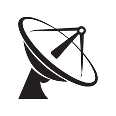 A black silhouette of a satellite dish vector Design. 