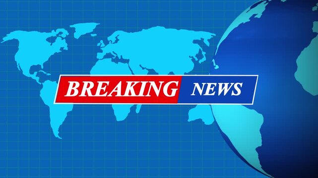 Breaking News intro Template animation moving digital world Map live broadcast news on television. news generic Political program, Live breaking news report. News media background Virtual Studio.