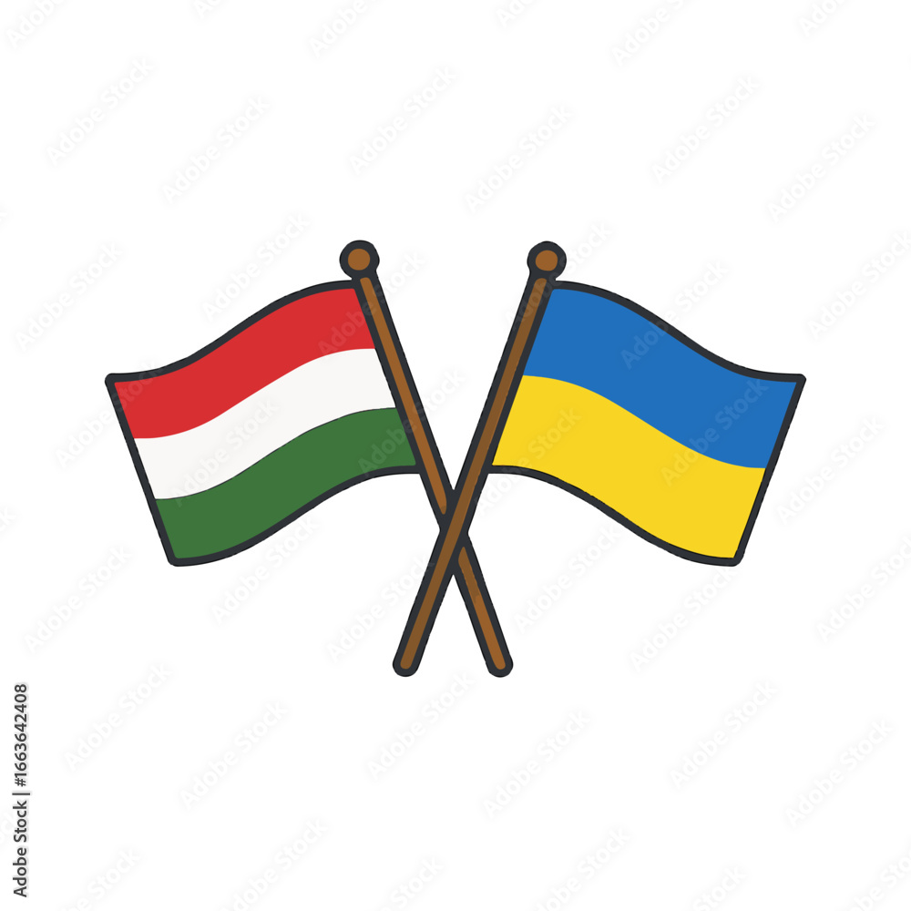 Poster hungary and ukraine cross flags vector on white background vector country flags intersecting