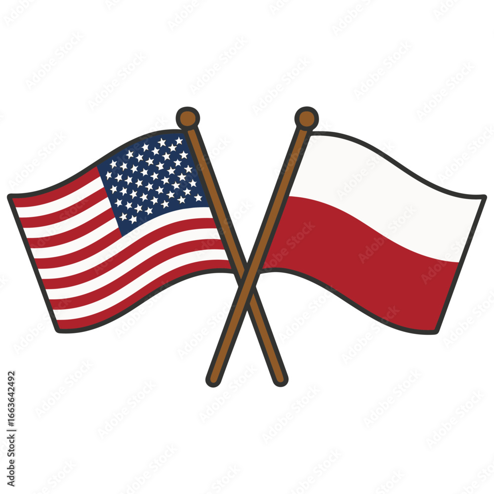 Poster usa and poland cross flags vector on white background vector country flags intersecting