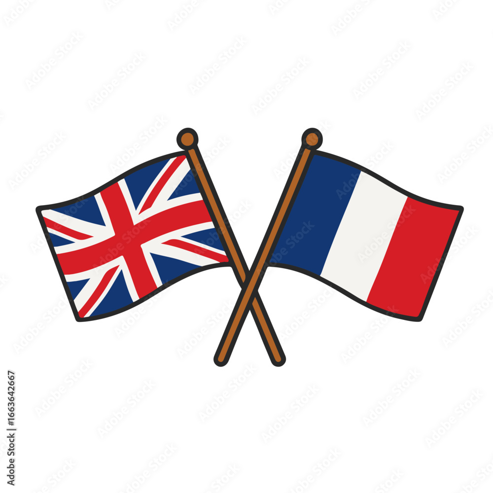 Poster uk and france cross flags vector on white background vector country flags intersecting