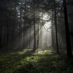 Fototapeta premium misty morning in the forest