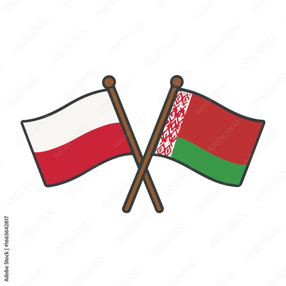 Poster poland and belarus cross flags vector on white background vector country flags intersecting