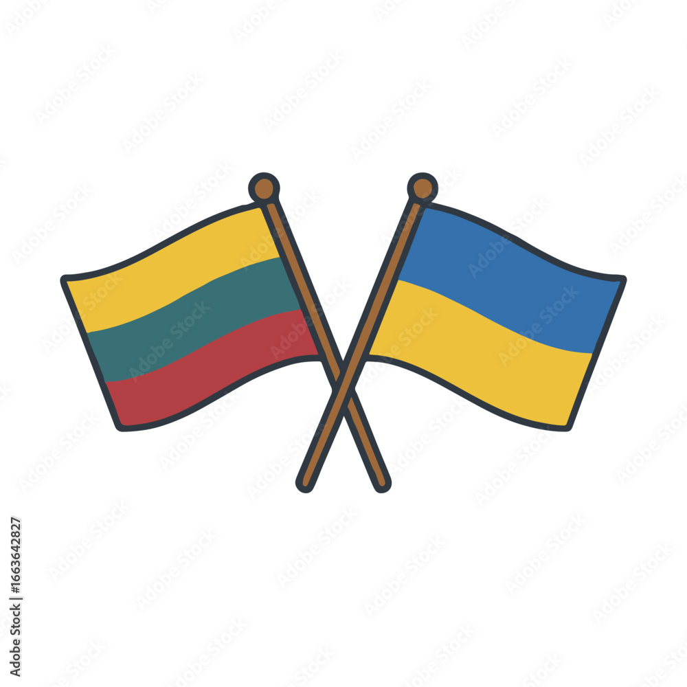 Poster lithuania and ukraine cross flags vector on white background vector country flags intersecting