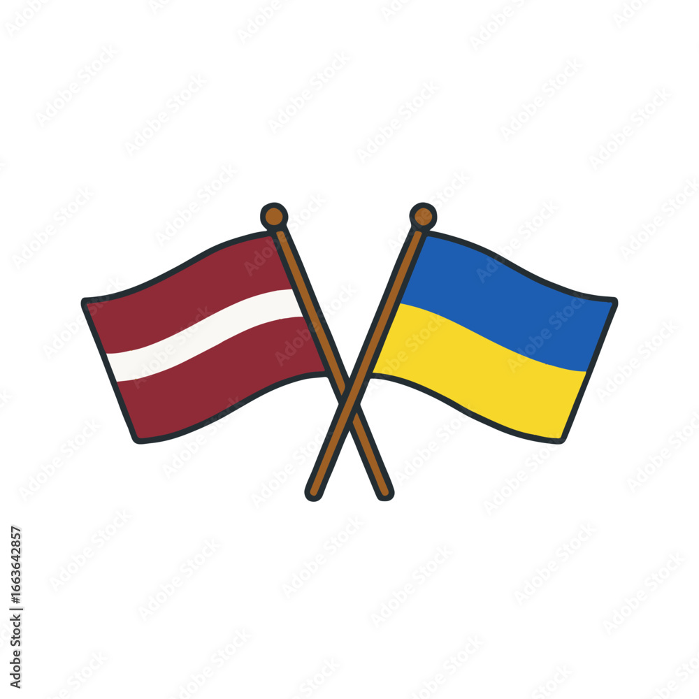 Poster latvia and ukraine cross flags vector on white background vector country flags intersecting