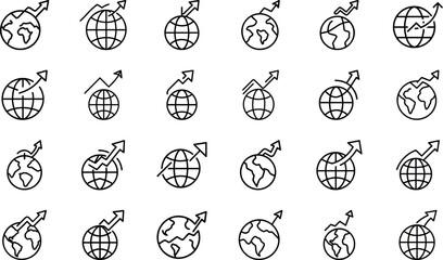 Business Finance and Analytics Line Icons Set – Growth, Sales, Investment, Marketing Strategy, Data Analysis, KPI, Banking and Financial Vector Clipart for Digital Design and Presentations