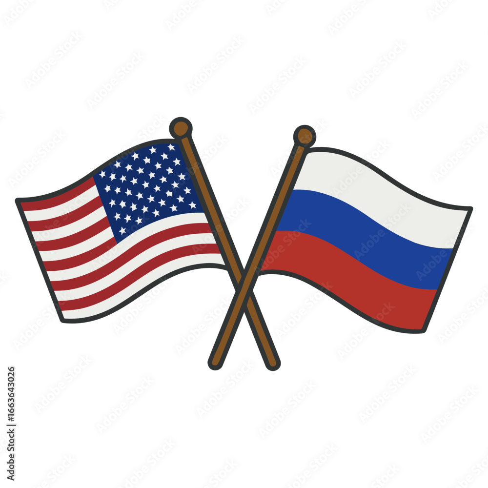 Poster usa and russia cross flags vector on white background vector country flags intersecting