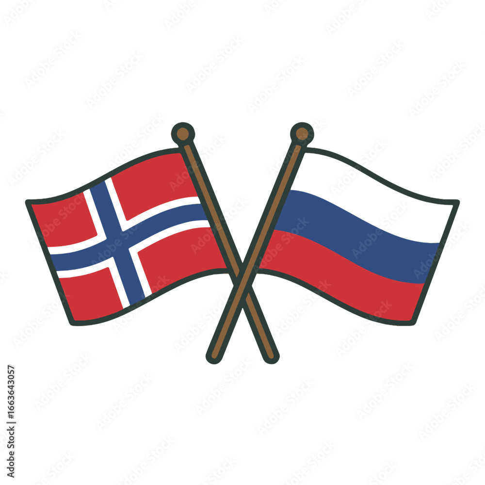 Poster norway and russia cross flags vector on white background vector country flags intersecting