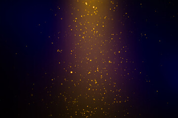 Obraz premium Abstract Golden Particles Floating in a Dark Blue and Purple Backdrop Creating a Magical and Dreamy Atmosphere Perfect for Celebrations and Fantasy Themes