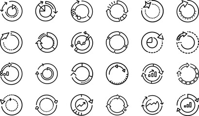 Business Finance and Analytics Line Icons Set – Growth, Sales, Investment, Marketing Strategy, Data Analysis, KPI, Banking and Financial Vector Clipart for Digital Design and Presentations
