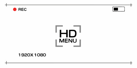 Digital camera viewfinder screen with HD recording indicator