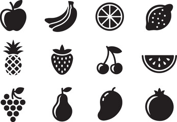 Black Silhouette Fruit Icons