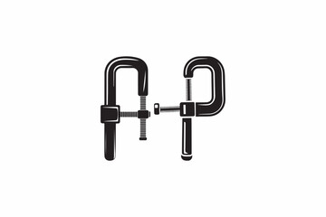 A C-Clamp hand tool vector silhouettes black image made by adobe illustrator. eps