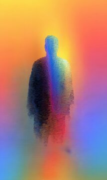 Abstract Figure with Colorful Light Trails