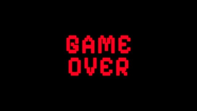Retro Game Over - Pixelated Red Death Screen.