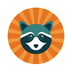 Obraz premium Raccoon Face With Sunburst Background animal wildlife