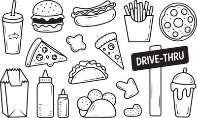 Fast Food Doodle Icon Set