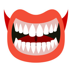 Cartoon devil mouth with sharp teeth, ready to scare, perfect for Halloween party invitations, spooky designs, and fun, playful concepts, ideal for commercial use and eye-catching visuals