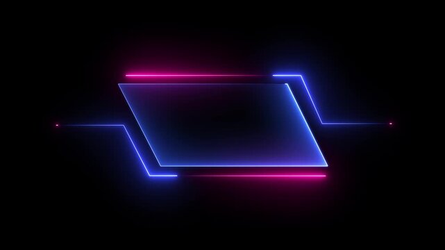 Futuristic HUD Head up display interface template with basic geometry line element. Universal Technology Line and frame Video overlay Neon futuristic HUD rectangle frame glowing animation. 4k video 