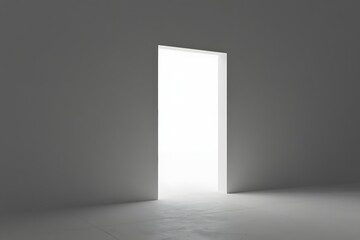 Monochromatic Still Life of an Open Doorway Filled with Light Leading to an Unknown Location or Destination Interior