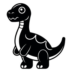 Adorable Cartoon Dinosaur Illustration Standing Tall with Friendly Expression and Playful Silhouette isolated on white background perfect for childrens design
