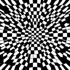 Black and white fractal checkerboard, infinite repeating illusion, SVG seamless abstract