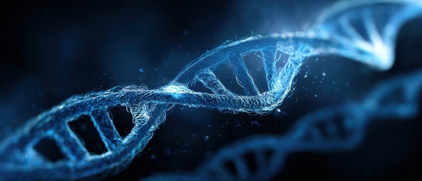 The intricate double-helix structure of DNA illuminated in a digital realm.